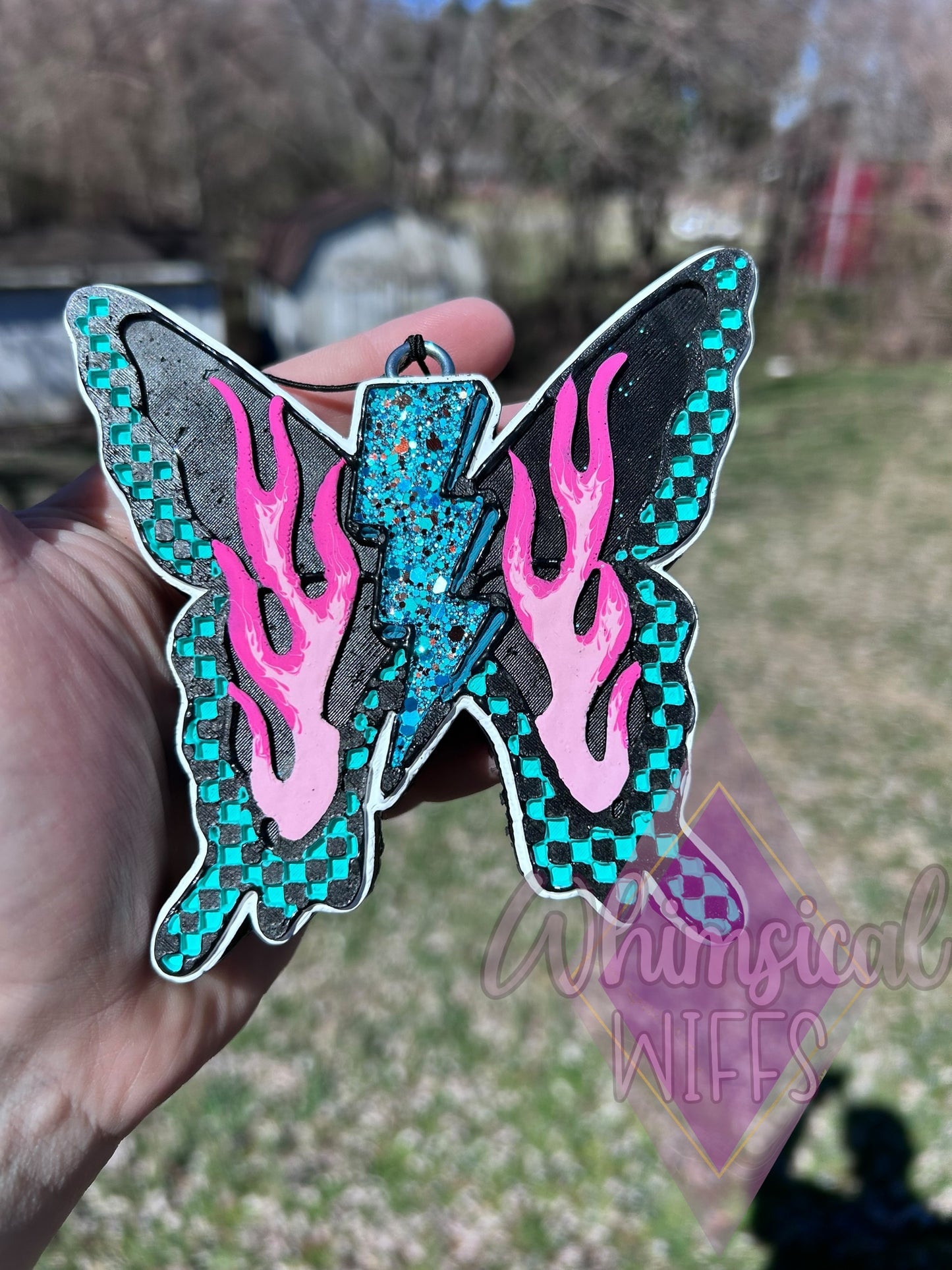 Checkered Lightning Butterfly Freshie