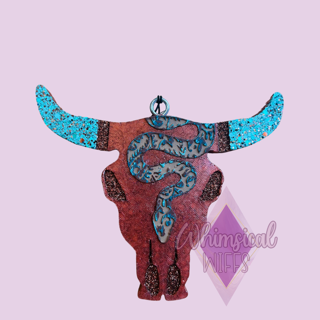 Paisley Snake Bull Skull Freshie