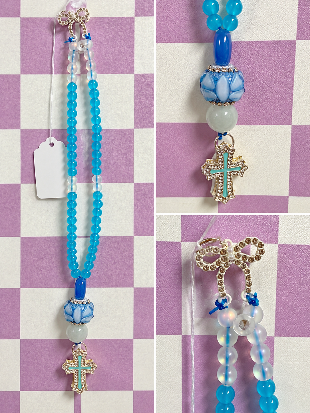Cross Blue Car Charm