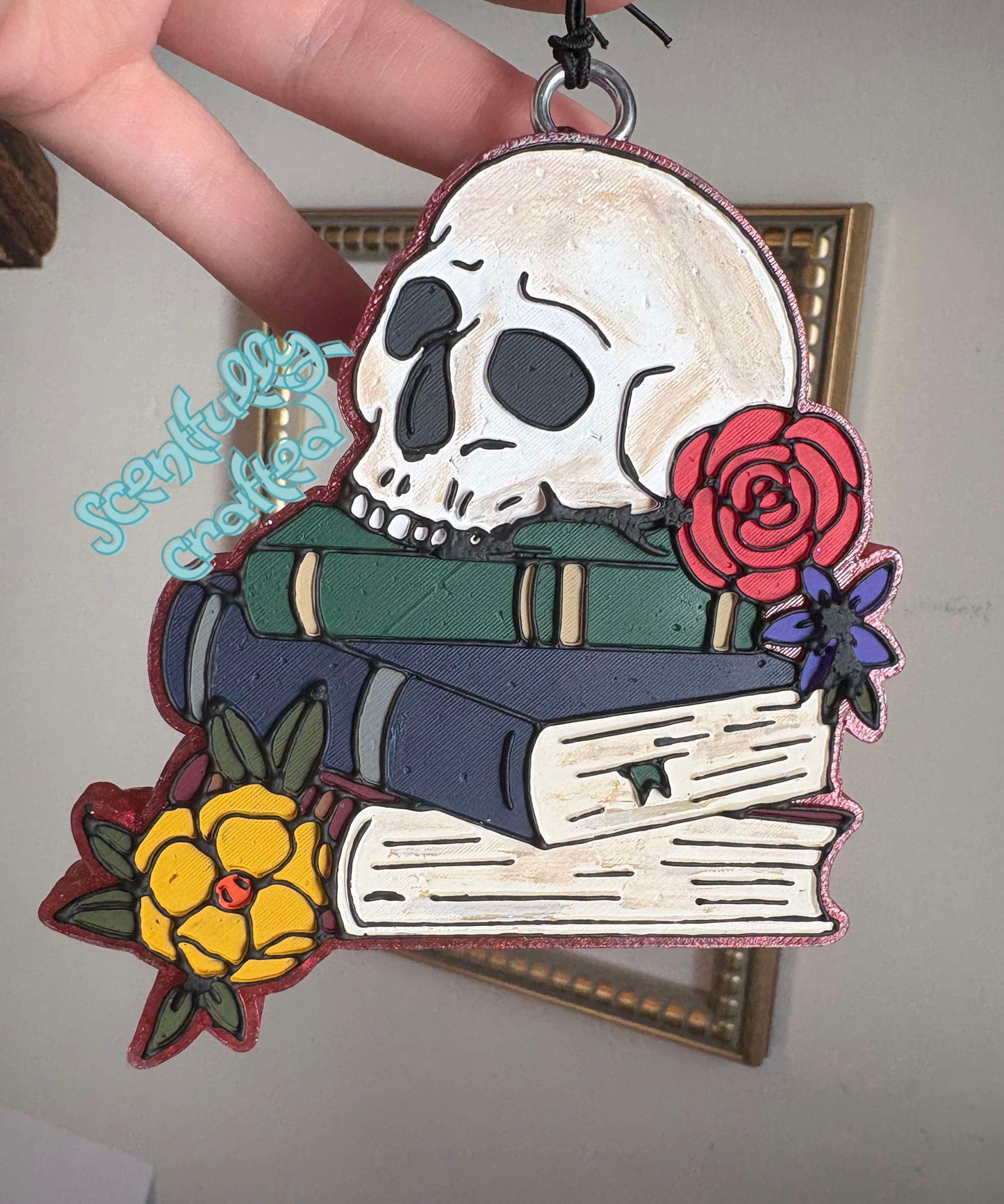 Floral Skull on Books Mold