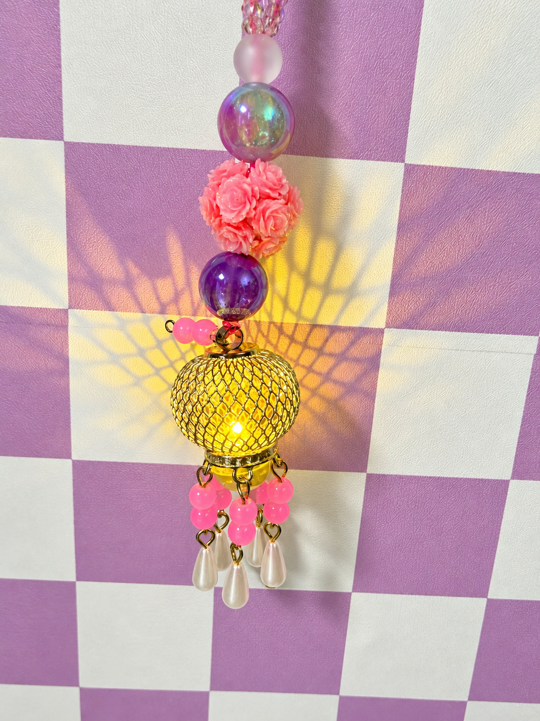 Lantern Pink Light-Up Car Charm