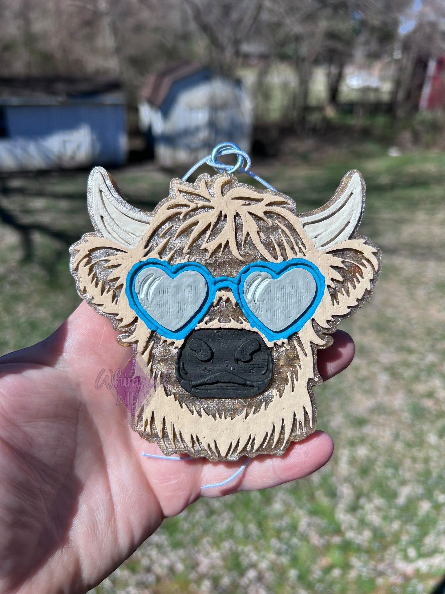 Highland cow with glasses Freshie