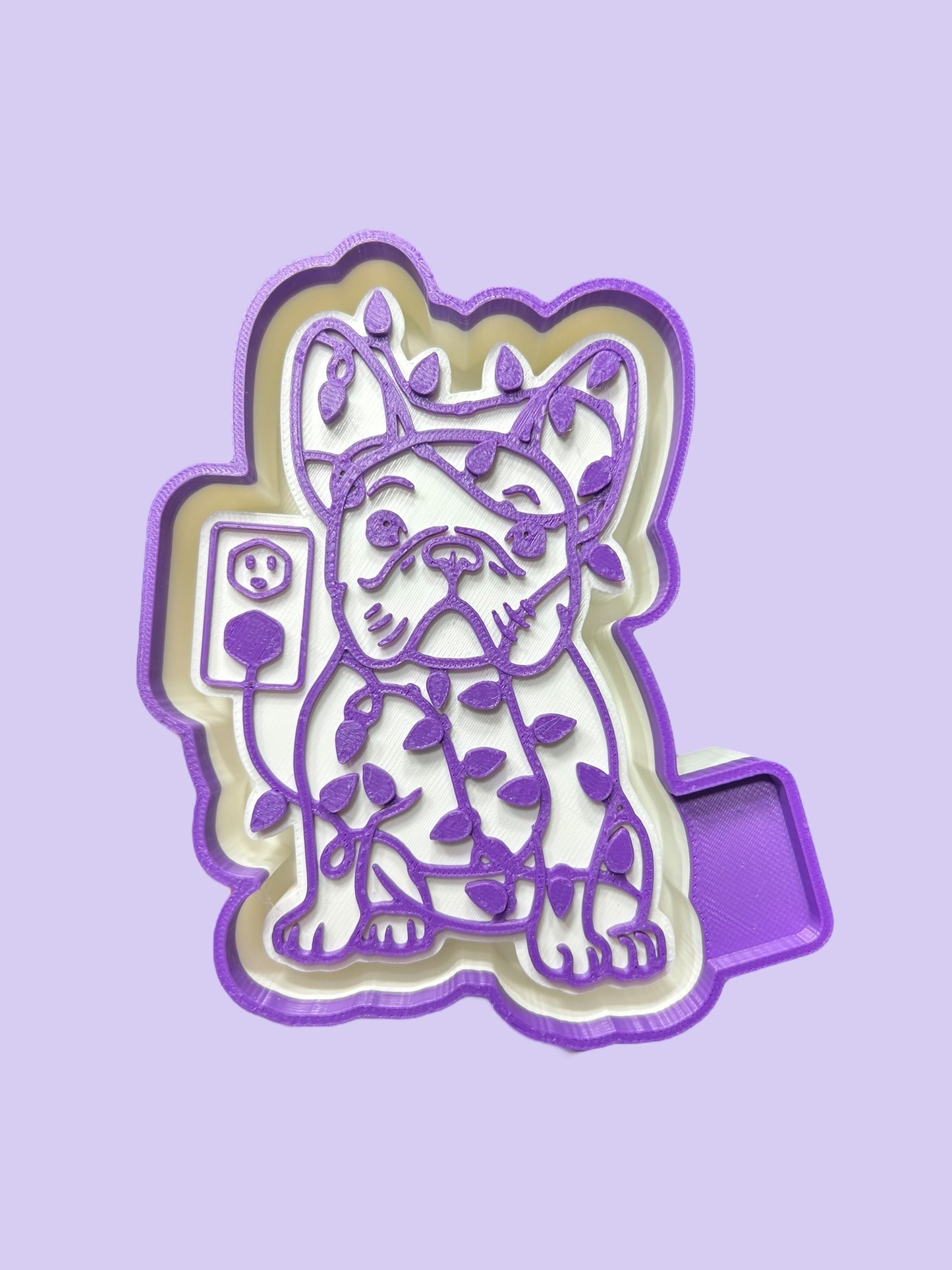 Frenchie wrapped in Christmas lights Mold