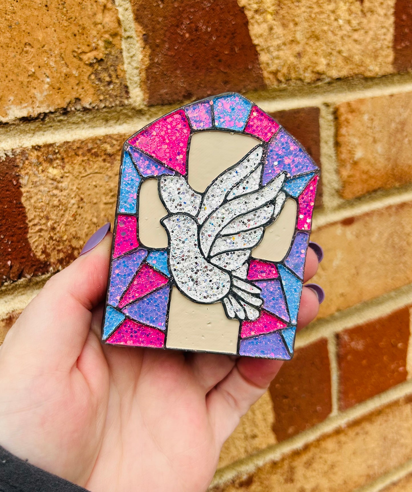 Stained Glass Dove Freshie