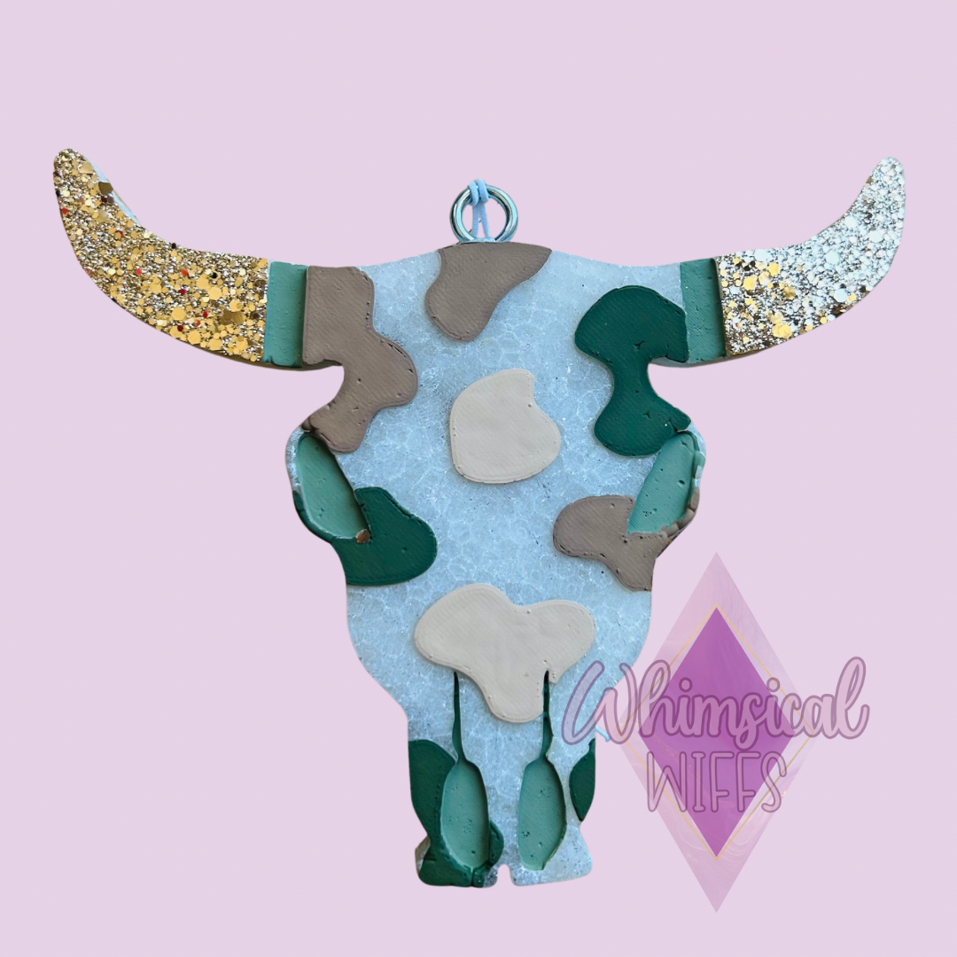 Camo/Cow print Bull Skull Freshie