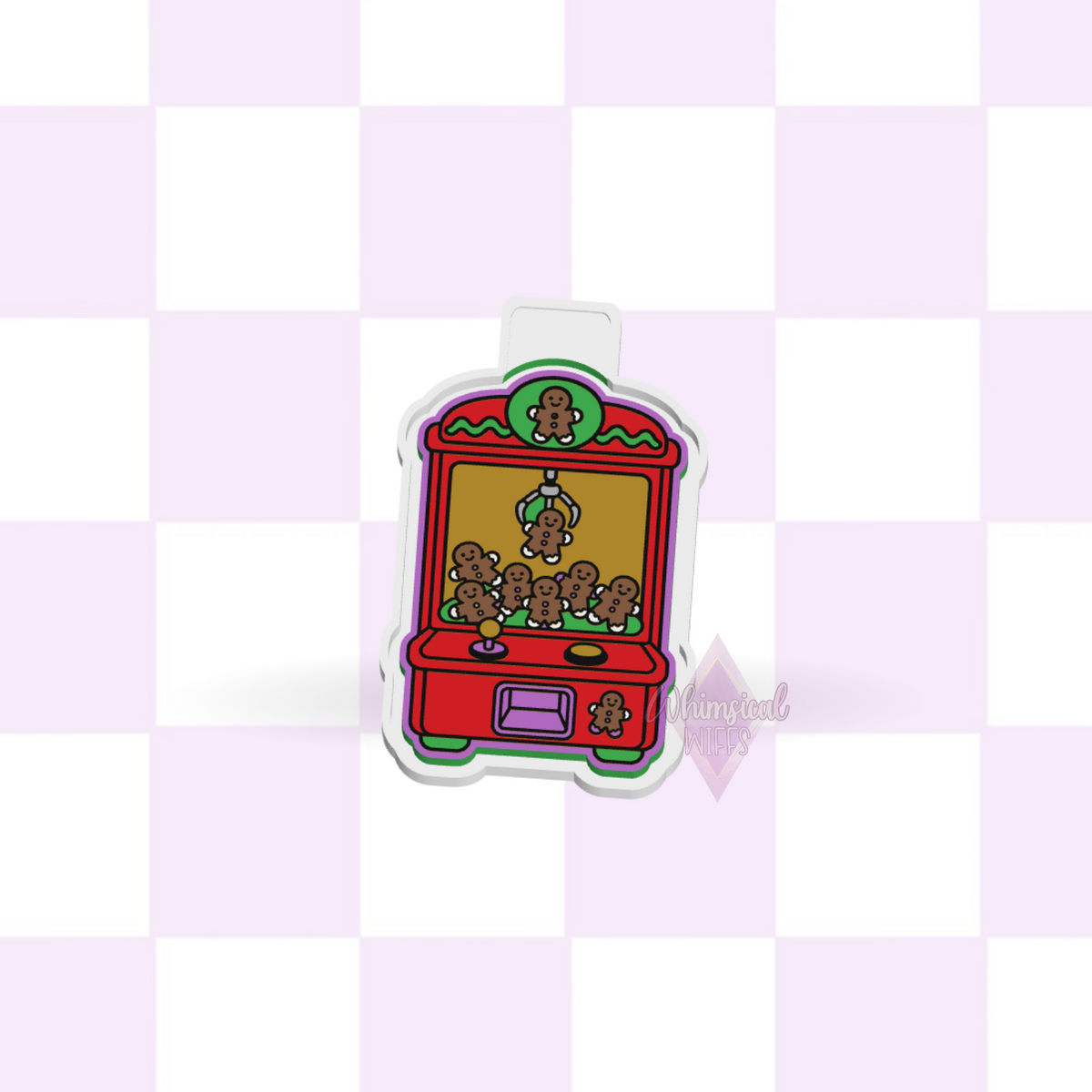 Design preview of Gingerbread Claw Machine silicone freshie mold