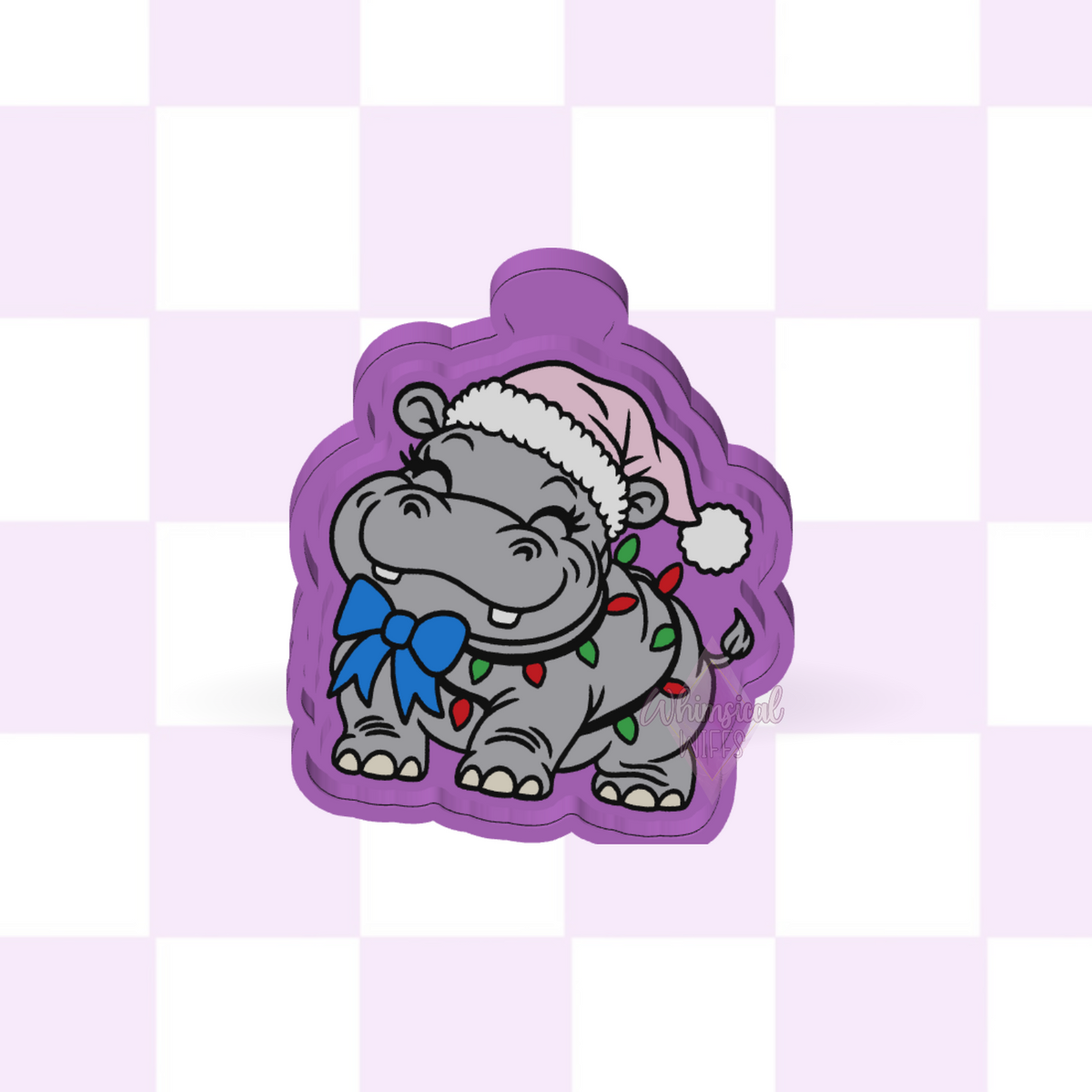 Design preview of Hippopotamus For Christmas silicone freshie mold