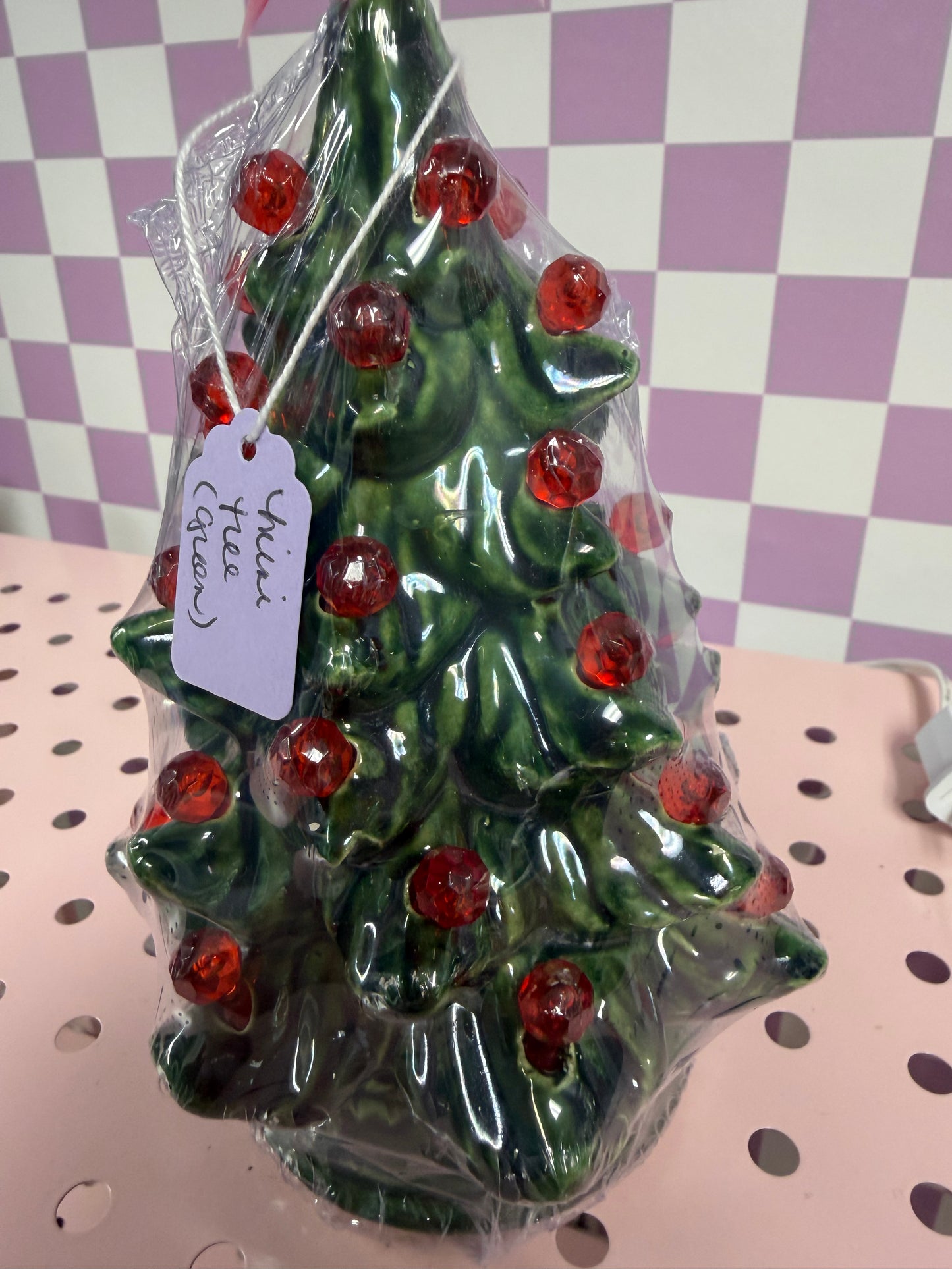 Handmade, hand-painted mini green ceramic christmas tree ceramic decoration — product image 2 of 2