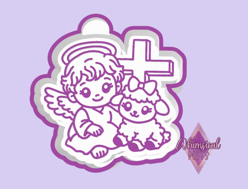 Angel Baby With lamb & Cross Mold