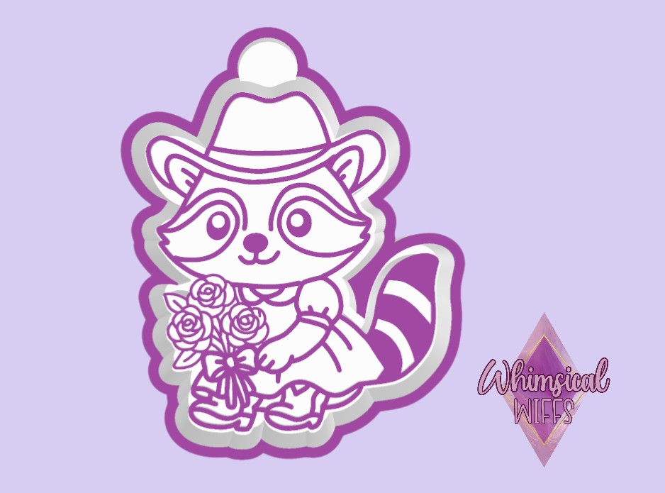 Cowgirl Raccoon with Roses Mold