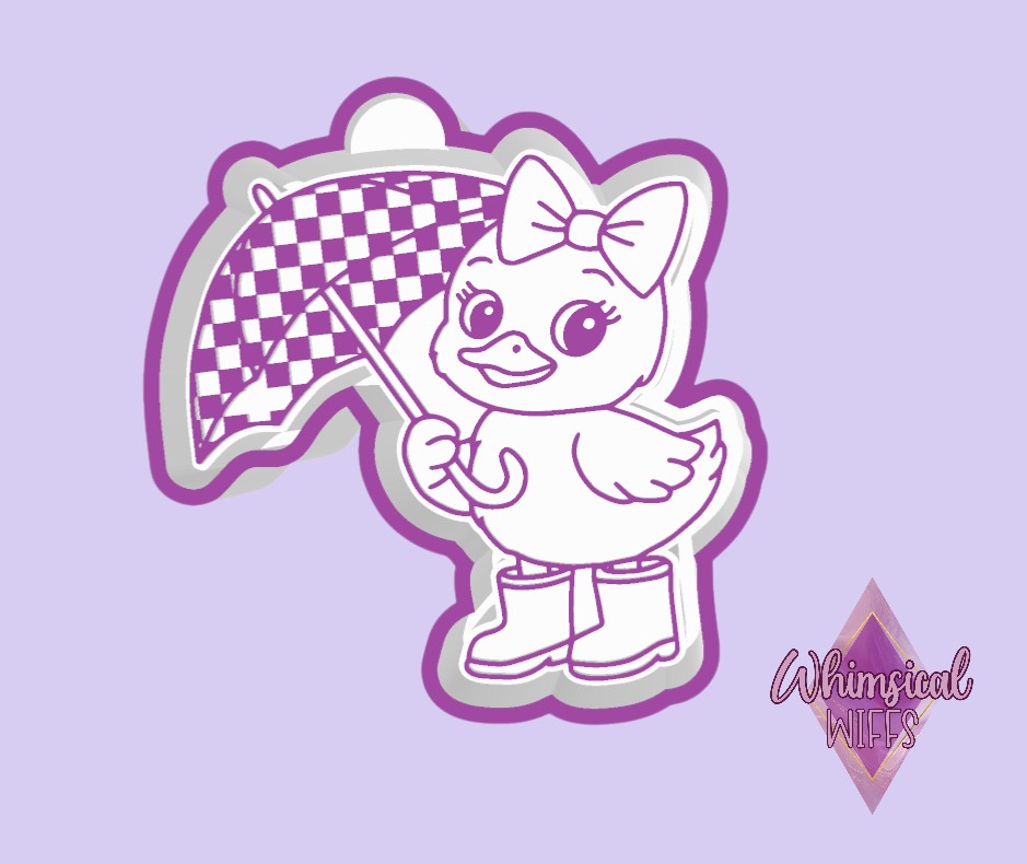 Duck with checkered umbrella Mold