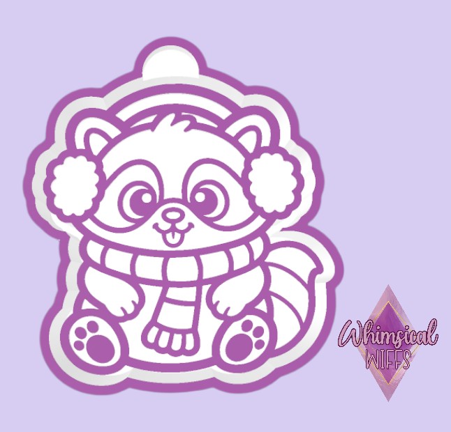 Cute Winter Raccoon with Earmuffs Mold