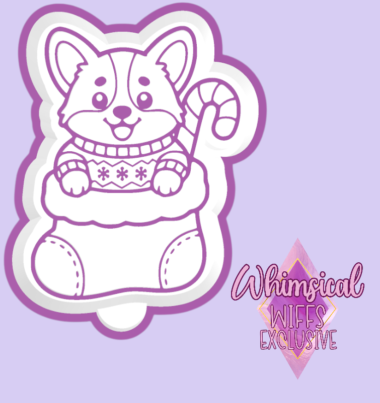 Corgi in Christmas Stocking Mold