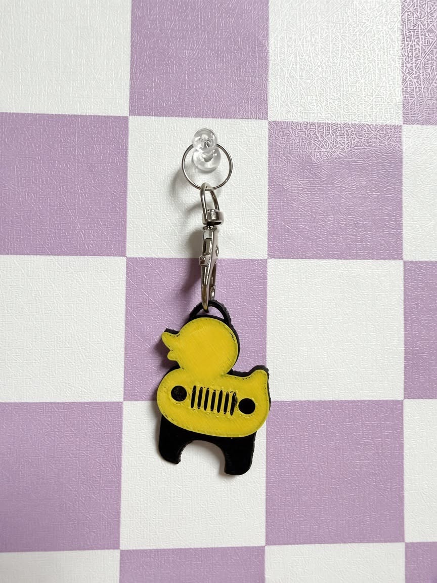 Yellow duck Jeep nail saver with keychain clip