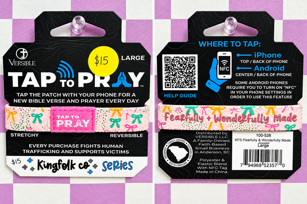 Tap To Pray® Kingfolk Wristband – Fearfully & Wonderfully Made – Large