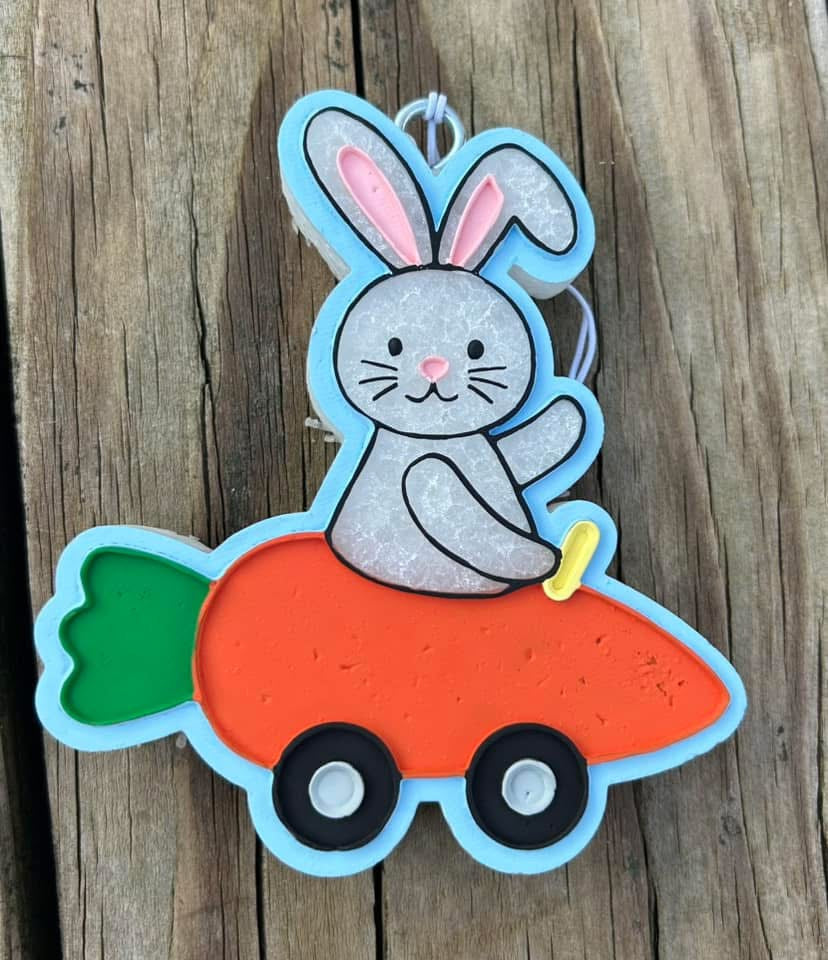 Bunny on carrot car Freshie