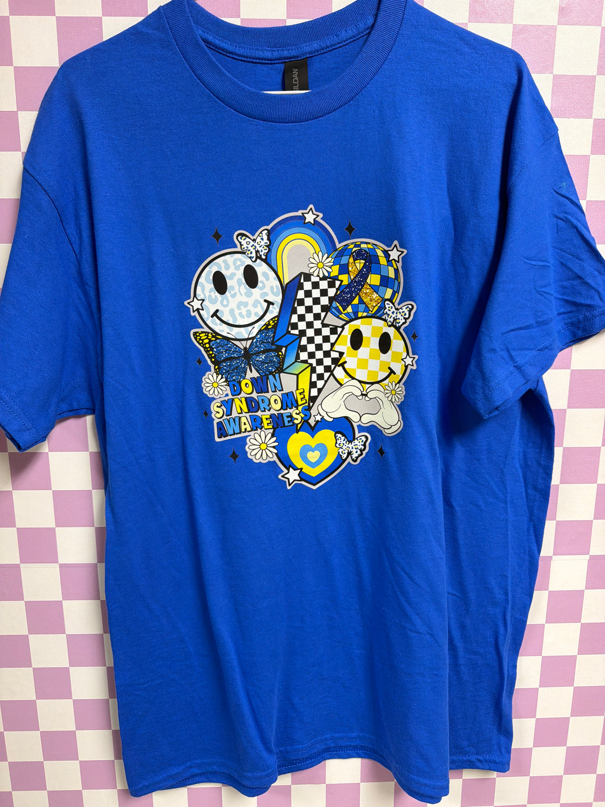 Down Syndrome - Dark Blue - Large graphic T-shirt by Radiant & Flare Apparel