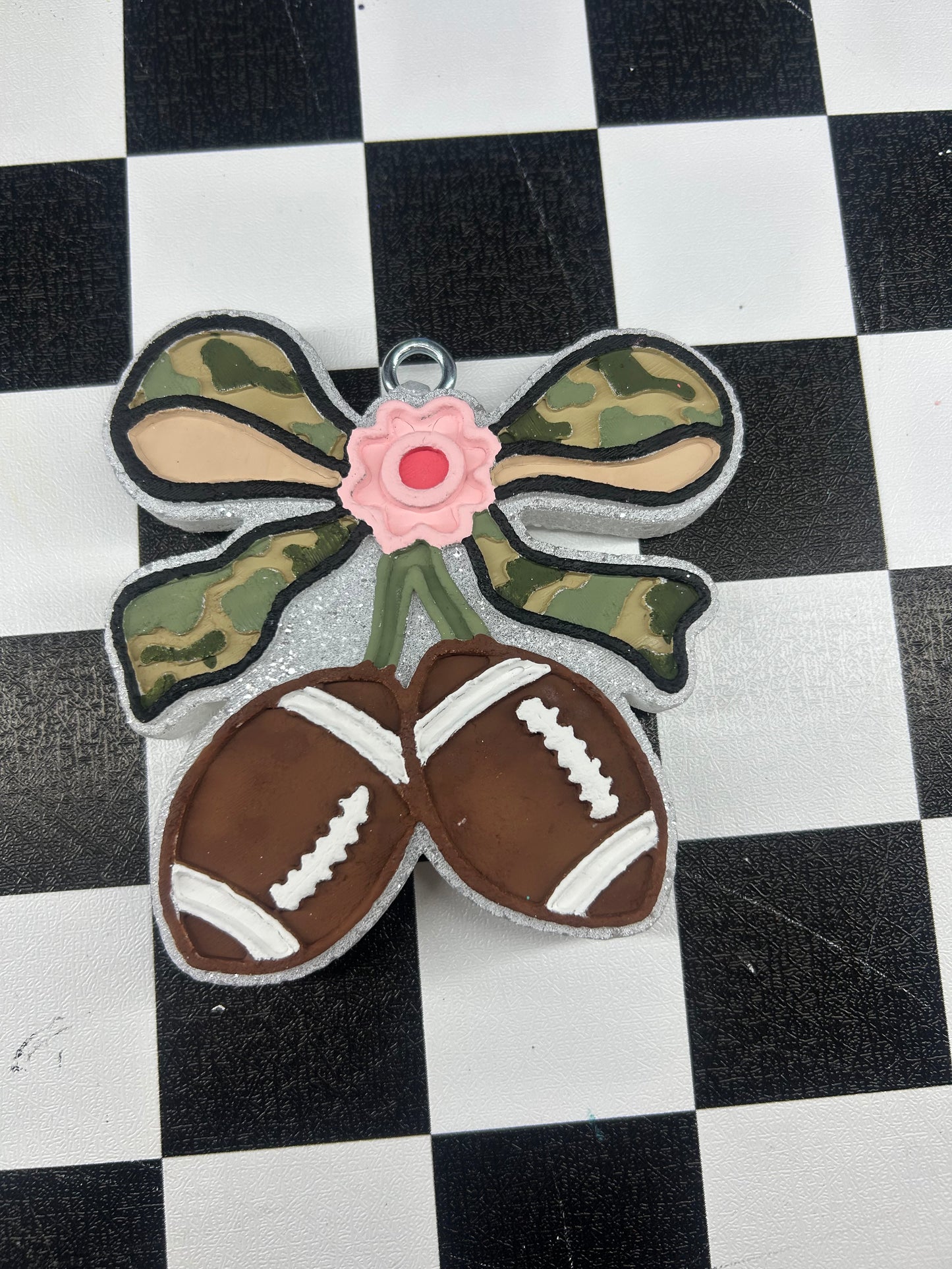 Football “cherries” with camo bow Freshie