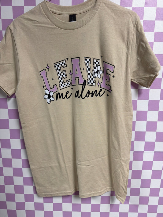 Leave Me Alone - Tan - Small graphic T-shirt by Radiant & Flare Apparel