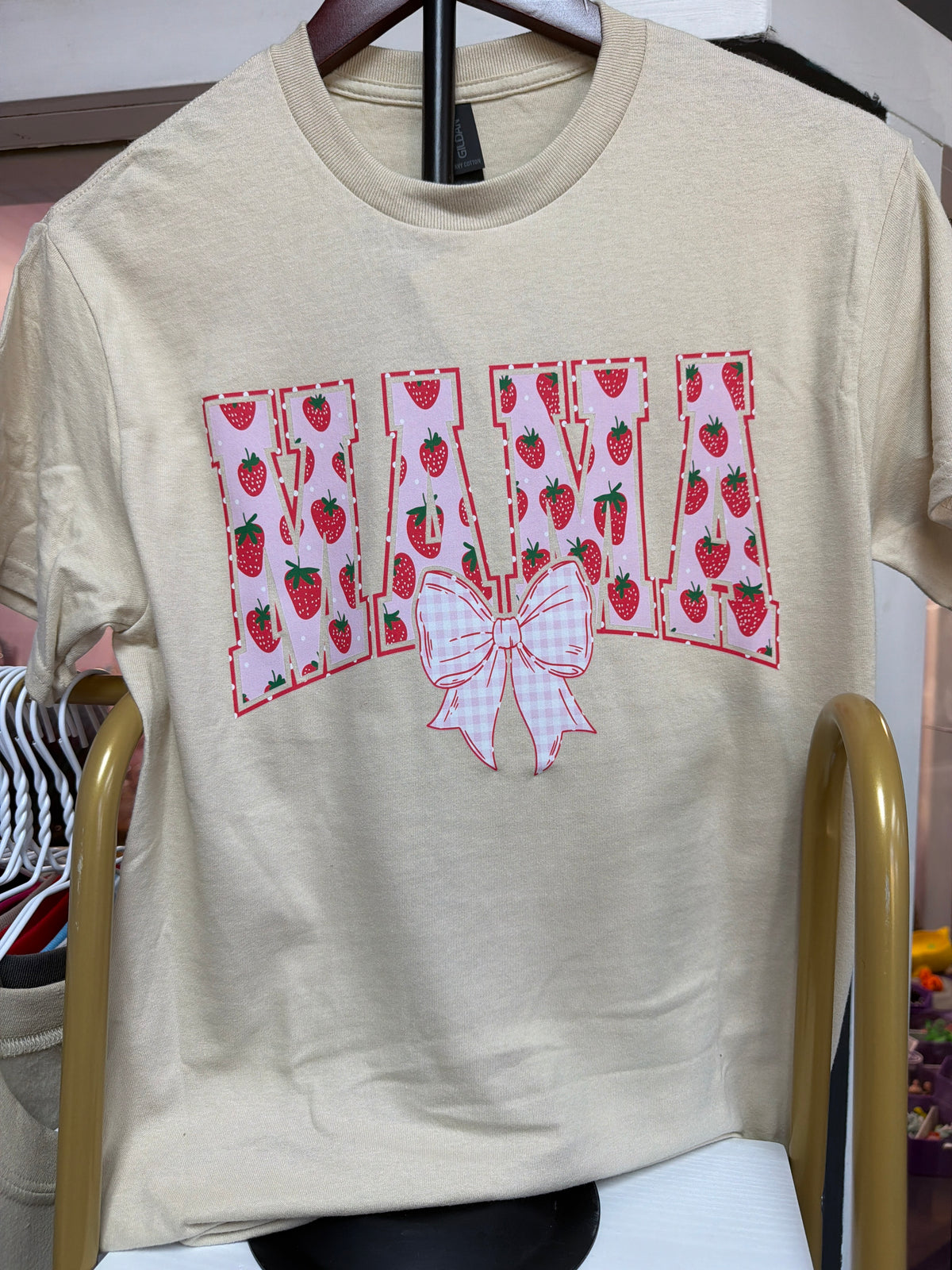 Strawberry Sweatshirt - Tan - Small graphic T-shirt by Radiant & Flare Apparel