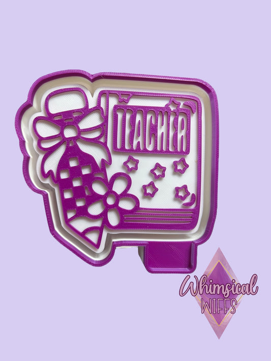Floral teacher notepad and checkered pencil Mold