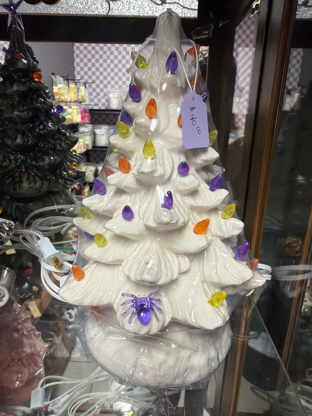 Handmade, hand-painted small halloween ceramic tree ceramic decoration