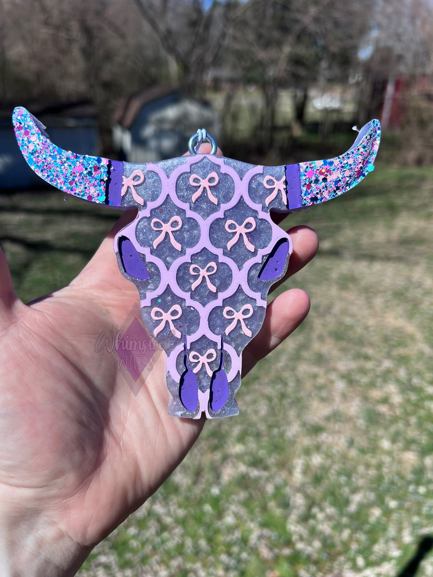 Ribbon Bow Bull Skull Freshie