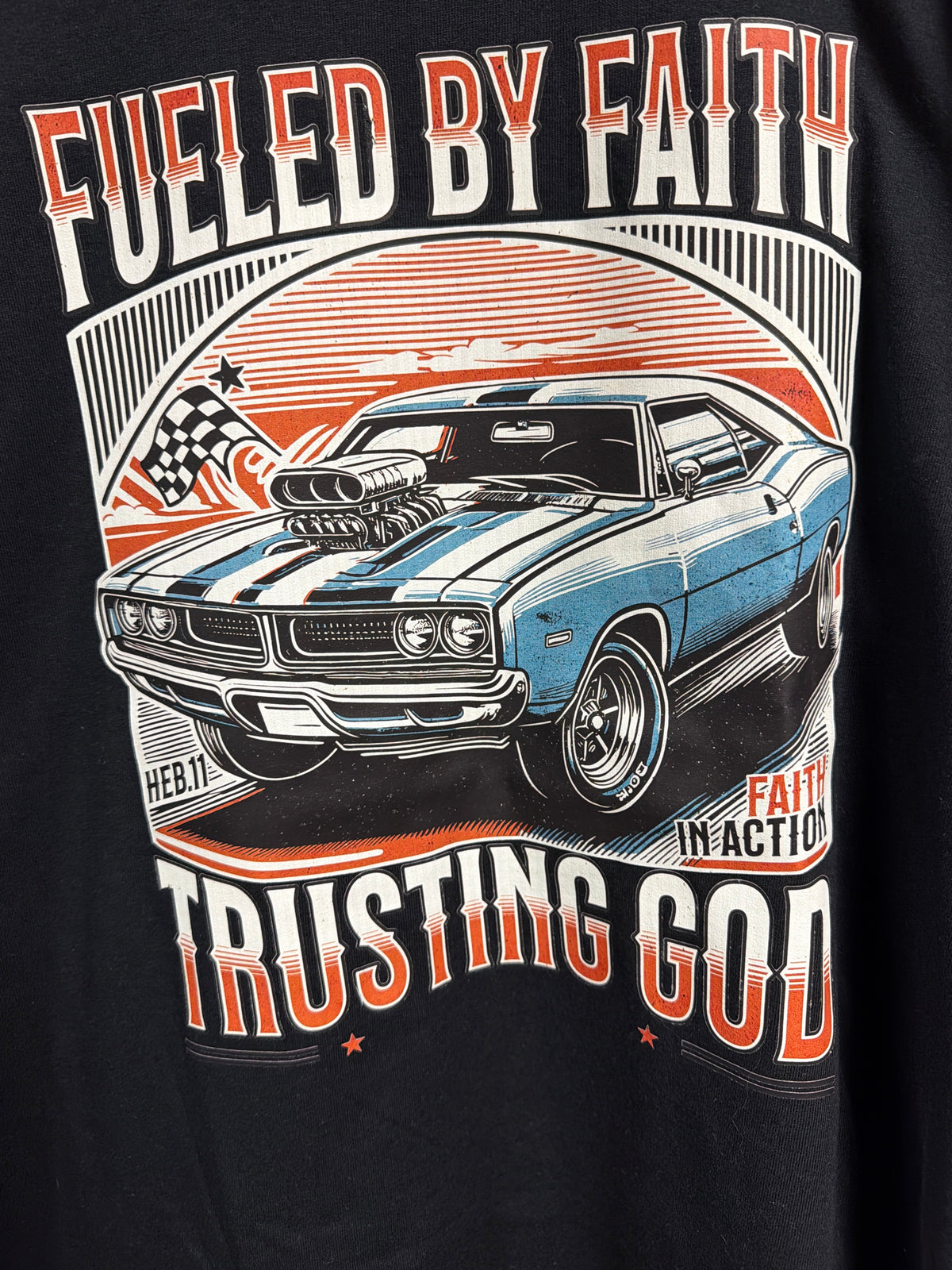 Fueled by Faith - Black - XL graphic T-shirt by Radiant & Flare Apparel — product image 1 of 2