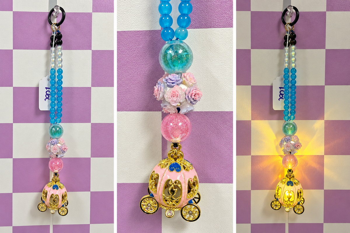 Carriage Blue Pink Light-Up Car Charm