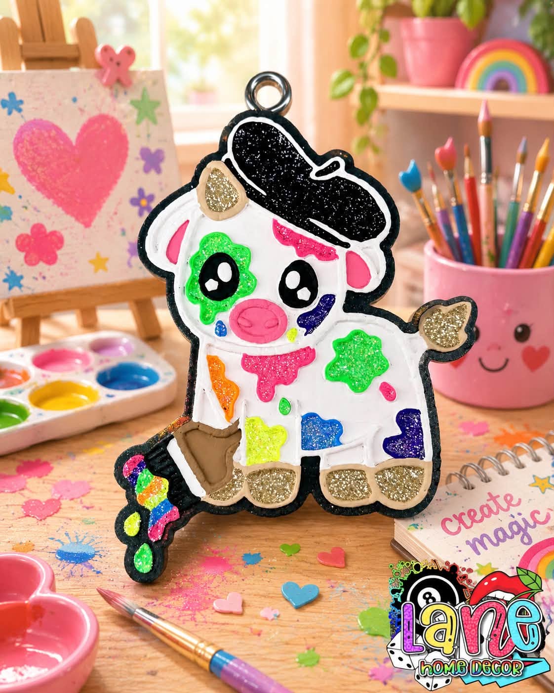 Decorated Art Cow freshie example.