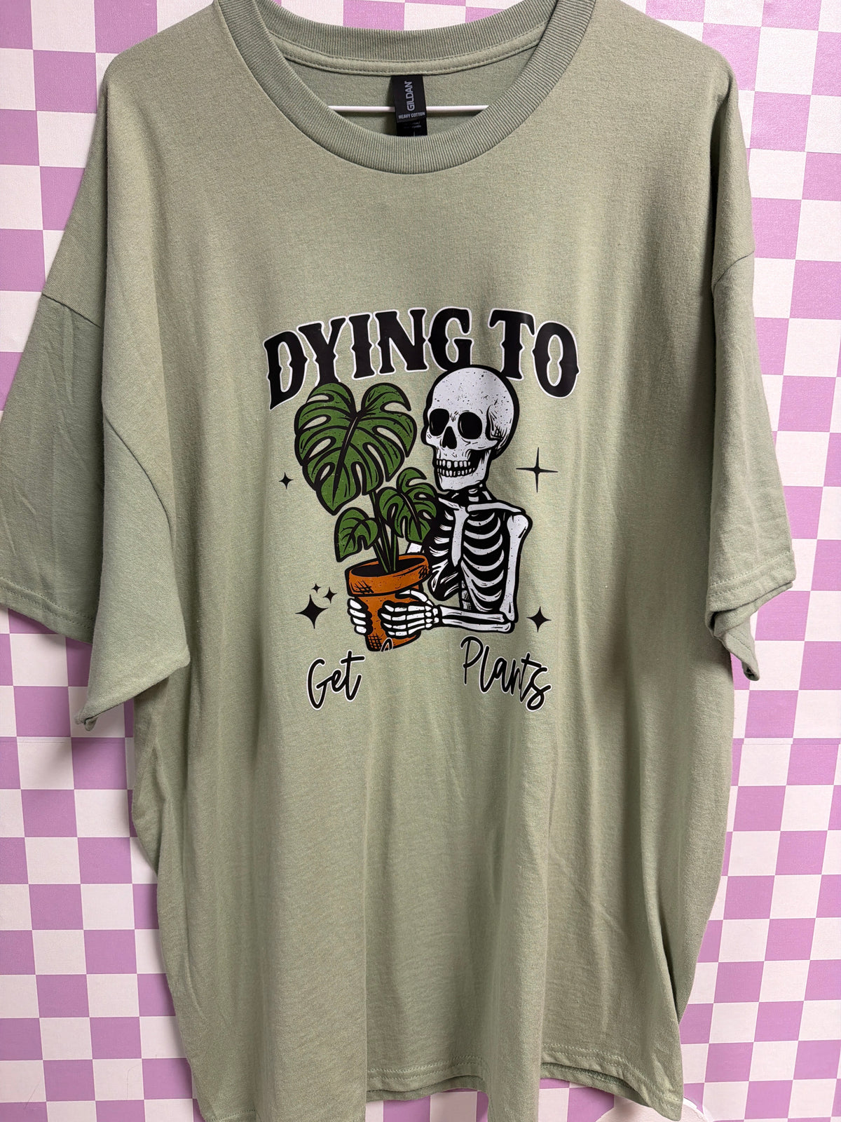 Dying to Get Plants - Sage Green - 2XL graphic T-shirt by Radiant & Flare Apparel