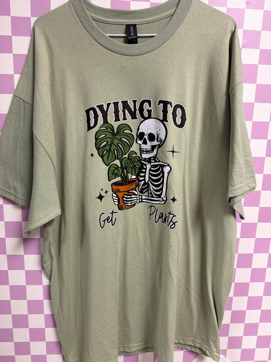 Dying to Get Plants - Sage Green - 2XL graphic T-shirt by Radiant & Flare Apparel