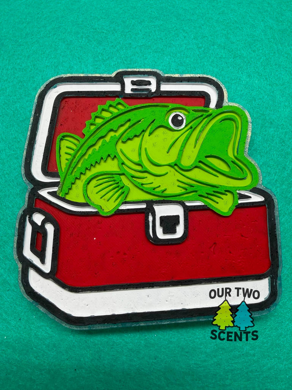 Decorated Bass Fish Cooler freshie example.