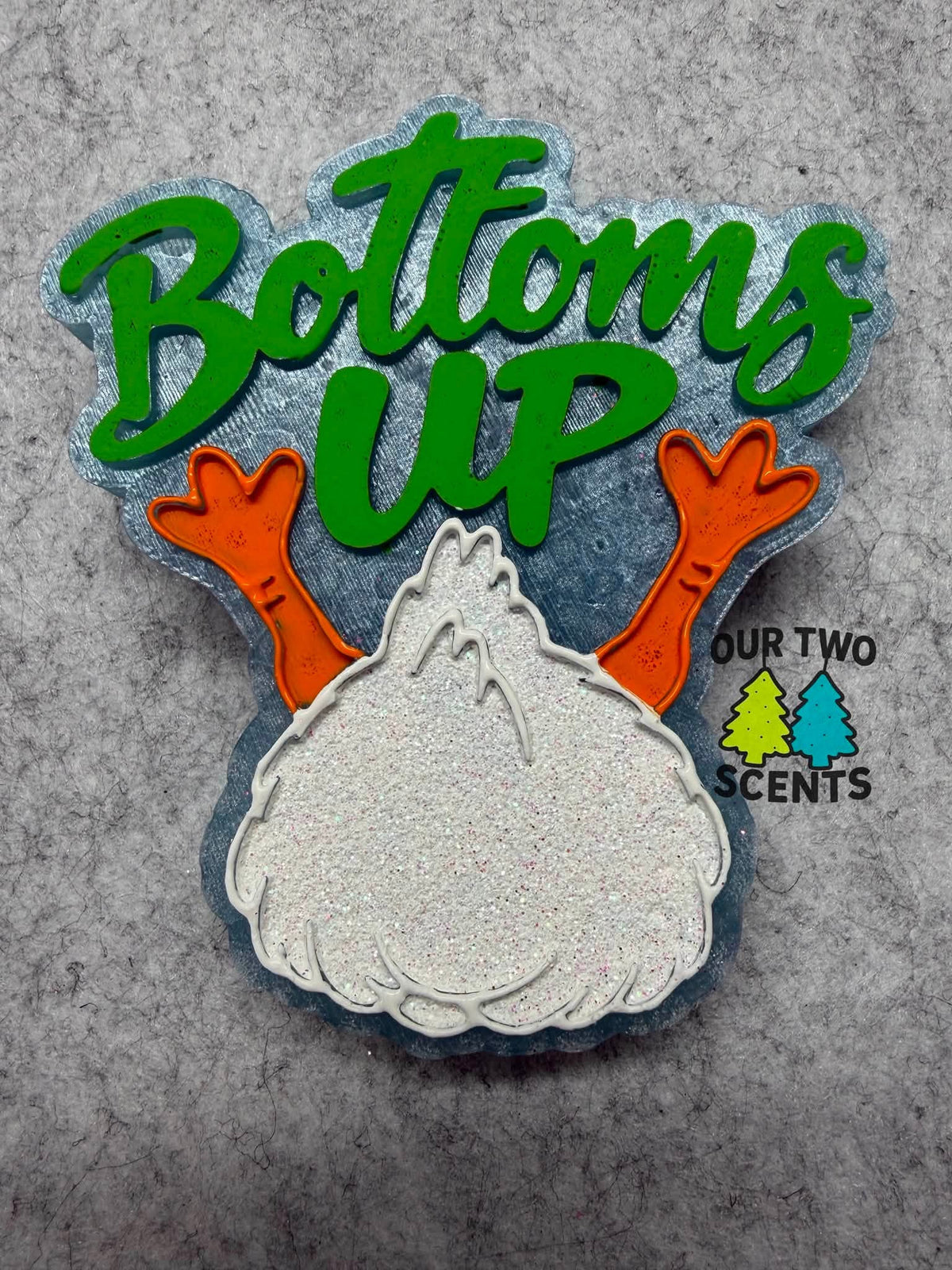 Decorated Bottoms Up freshie example.
