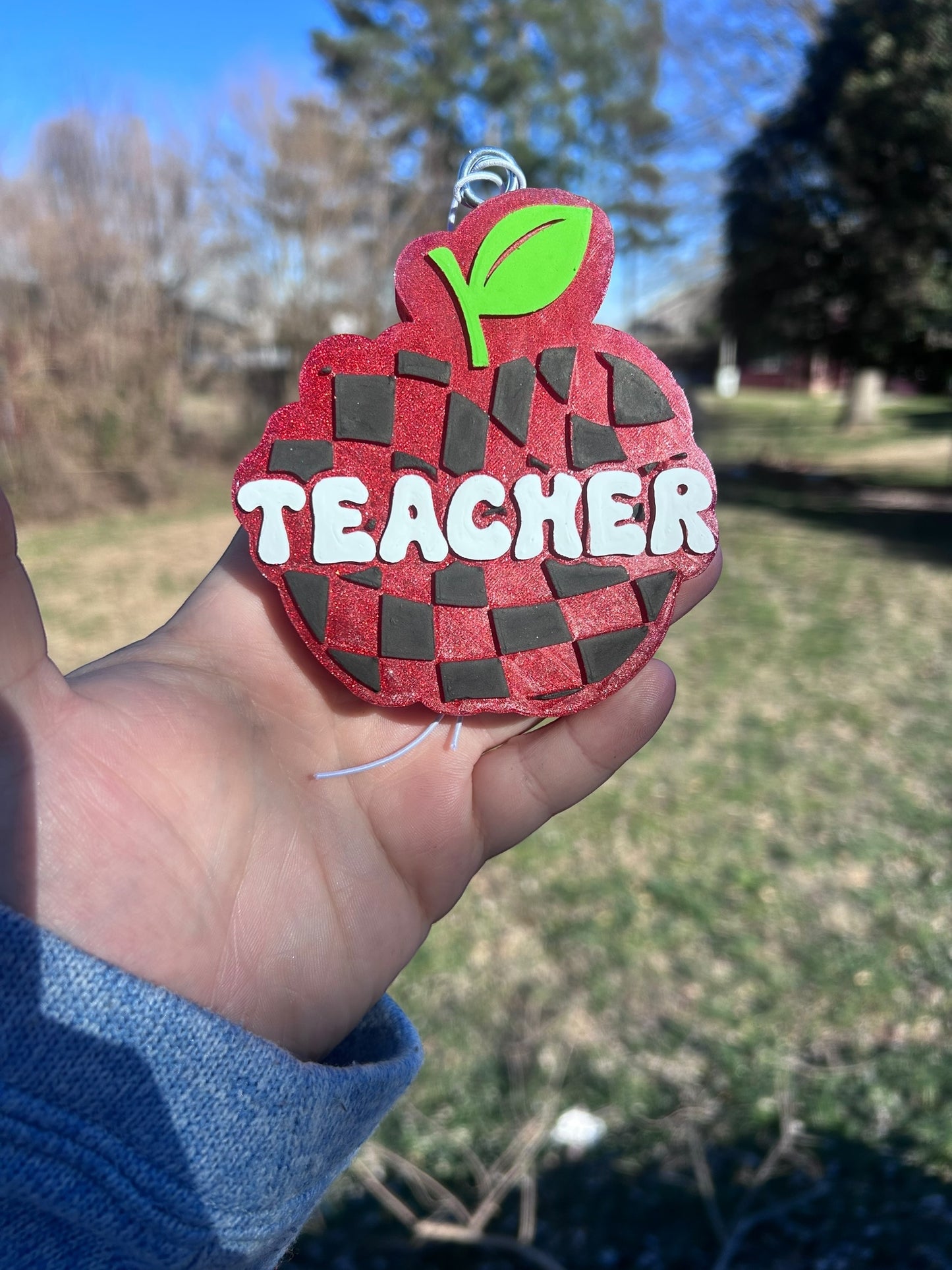 Checkered Teacher Apple Freshie