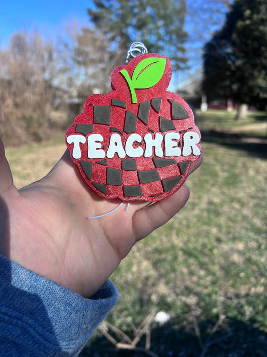 Checkered Teacher Apple Freshie