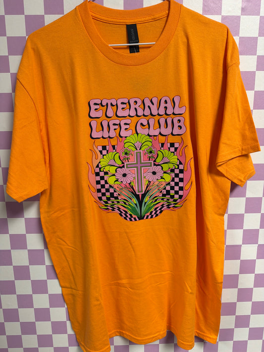 Eternal Life - Neon Orange - Large graphic T-shirt by Radiant & Flare Apparel