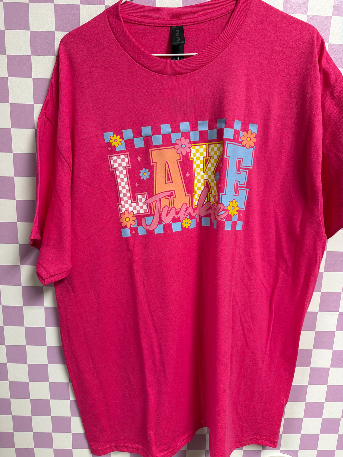 Lake Junkie - Hot Pink - XL graphic T-shirt by Radiant & Flare Apparel