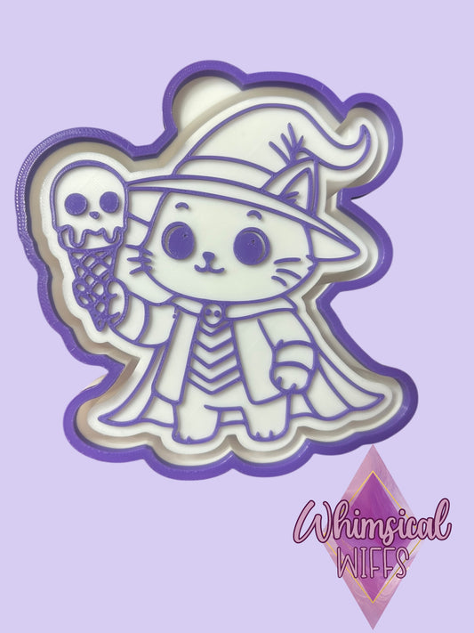 Cat with Skull Ice cream Mold