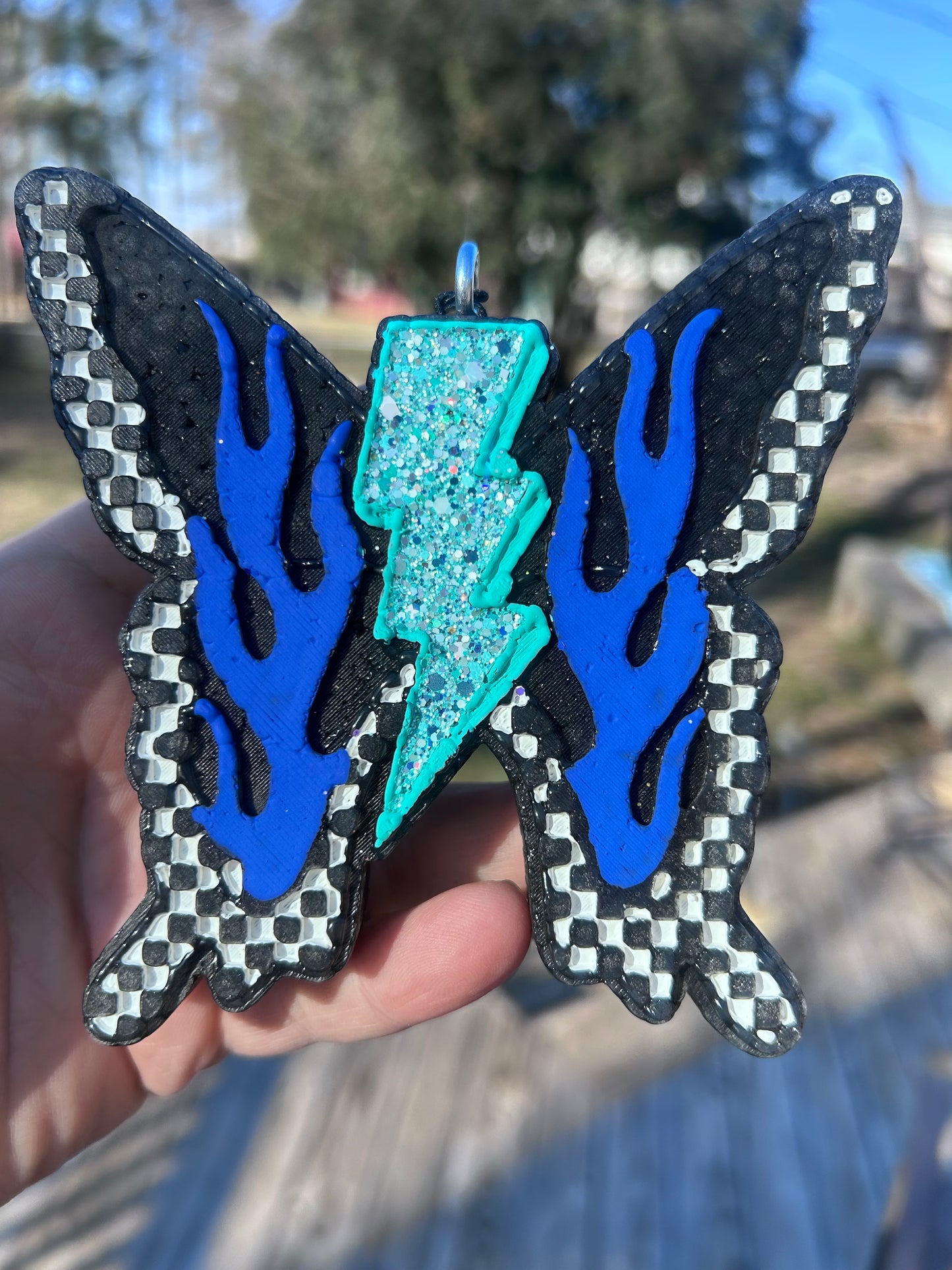 Checkered Lightning Butterfly Freshie