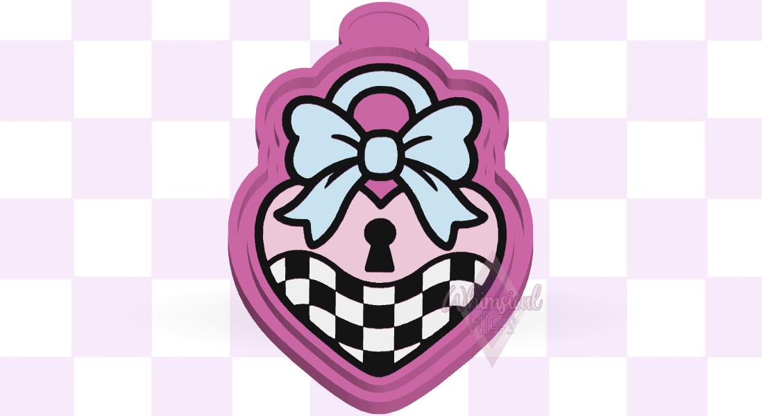 Checkered Locket design for a silicone freshie mold