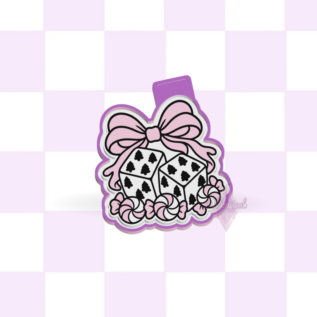 Design preview of Christmas Dice silicone freshie mold