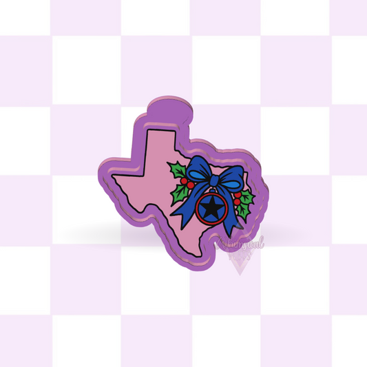 Design preview of Christmas TX silicone freshie mold with Texas holiday theme