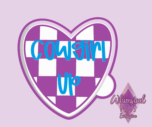 Checkered Cowgirl Up Heart