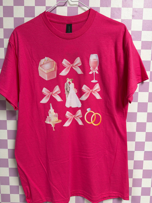 Wedding Symbols - Hot Pink - Medium graphic T-shirt by Radiant & Flare Apparel