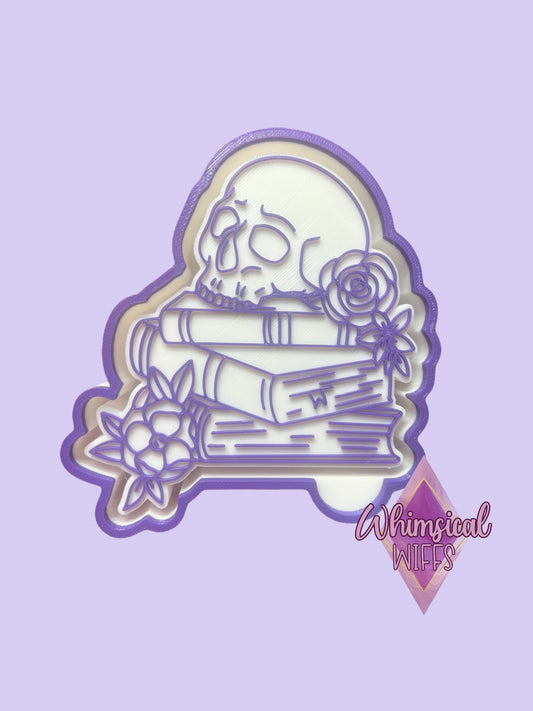 Floral Skull on Books Mold