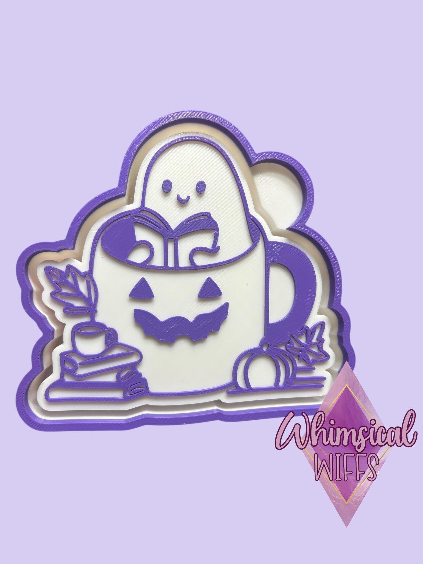 Ghost reading in a pumpkin mug Mold