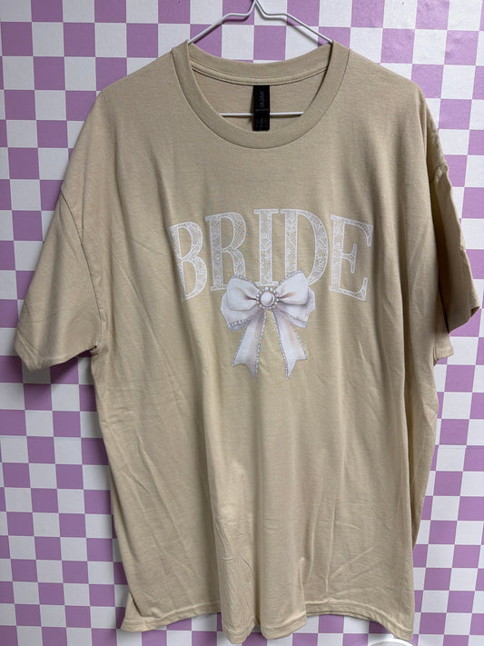 Bride Lace with Bow - Tan - XL graphic T-shirt by Radiant & Flare Apparel