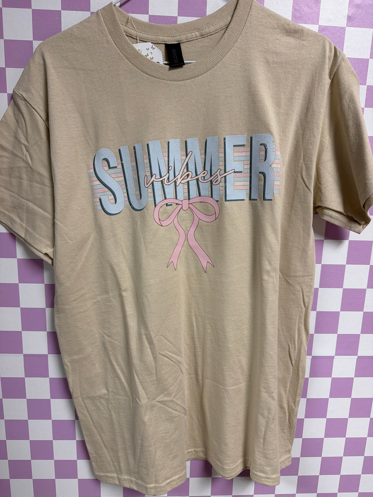 Summer Vibes - Tan - Medium graphic T-shirt by Radiant & Flare Apparel