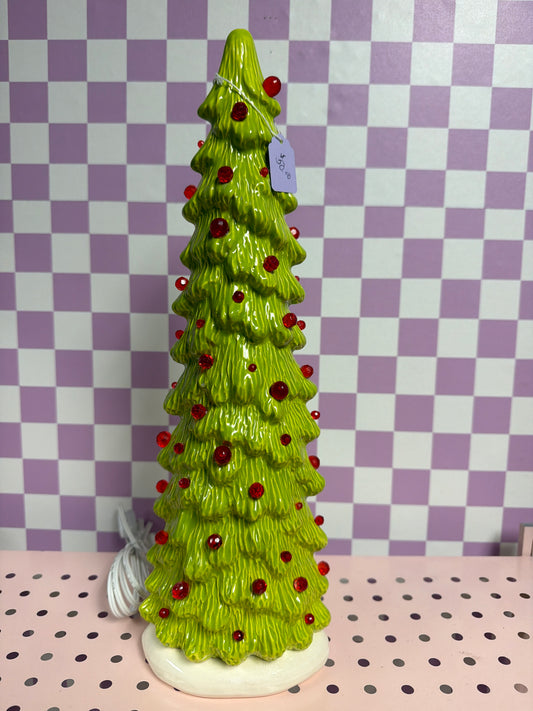 Handmade, hand-painted skinny grinch ceramic christmas tree ceramic decoration